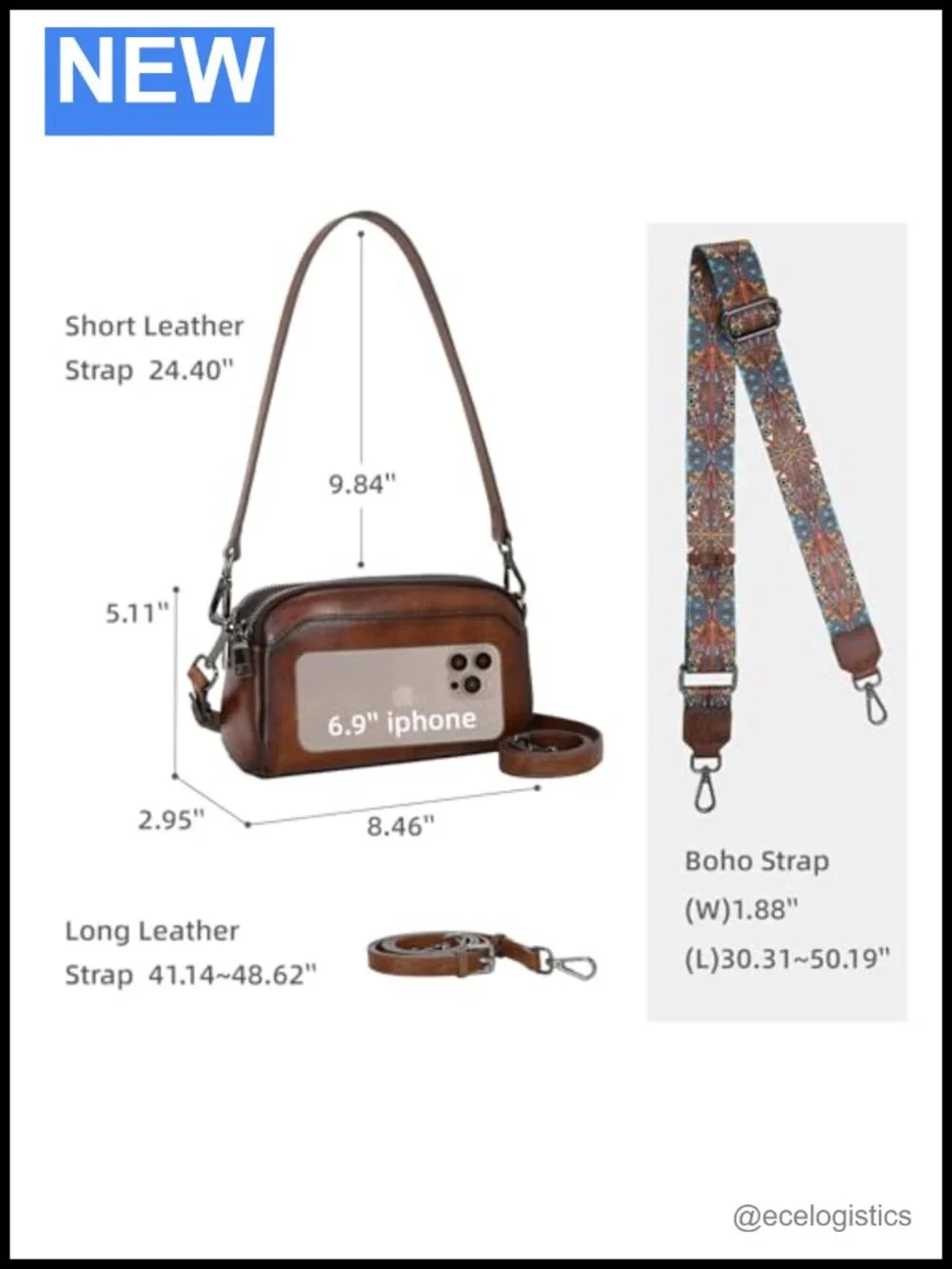 Genuine Leather Crossbody Bag Women Small Purse Shoulder Handbag Adjustable
